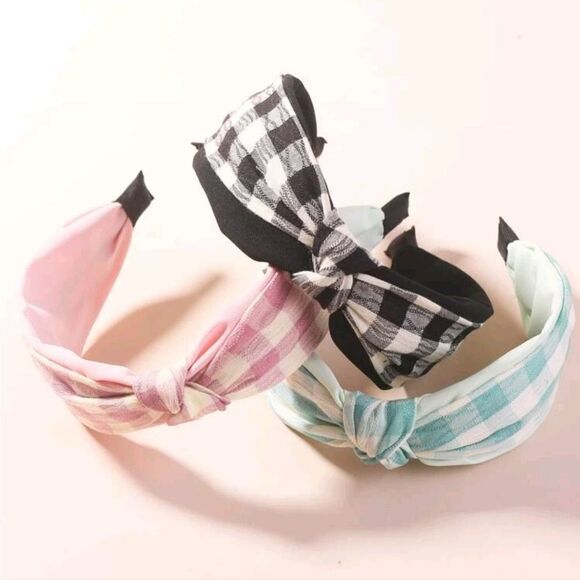 Multicolor Plaid Headbands-3 - Picture 2 of 4